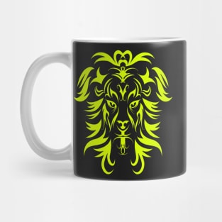 Tribal Tattoo Art Yellow Lion Head Mug